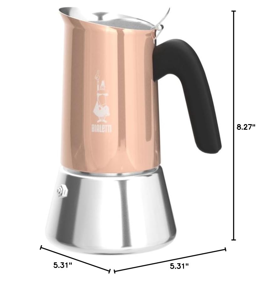 Bialetti Venus cleaning detail promotes rinsing with water for simple maintenance