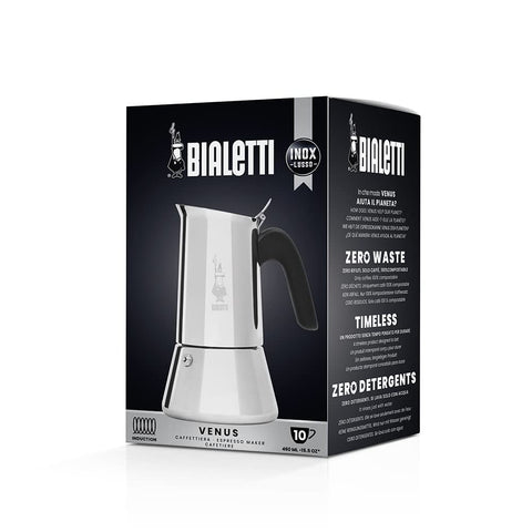 Bialetti Venus shines in stainless steel for durable, lasting performance.