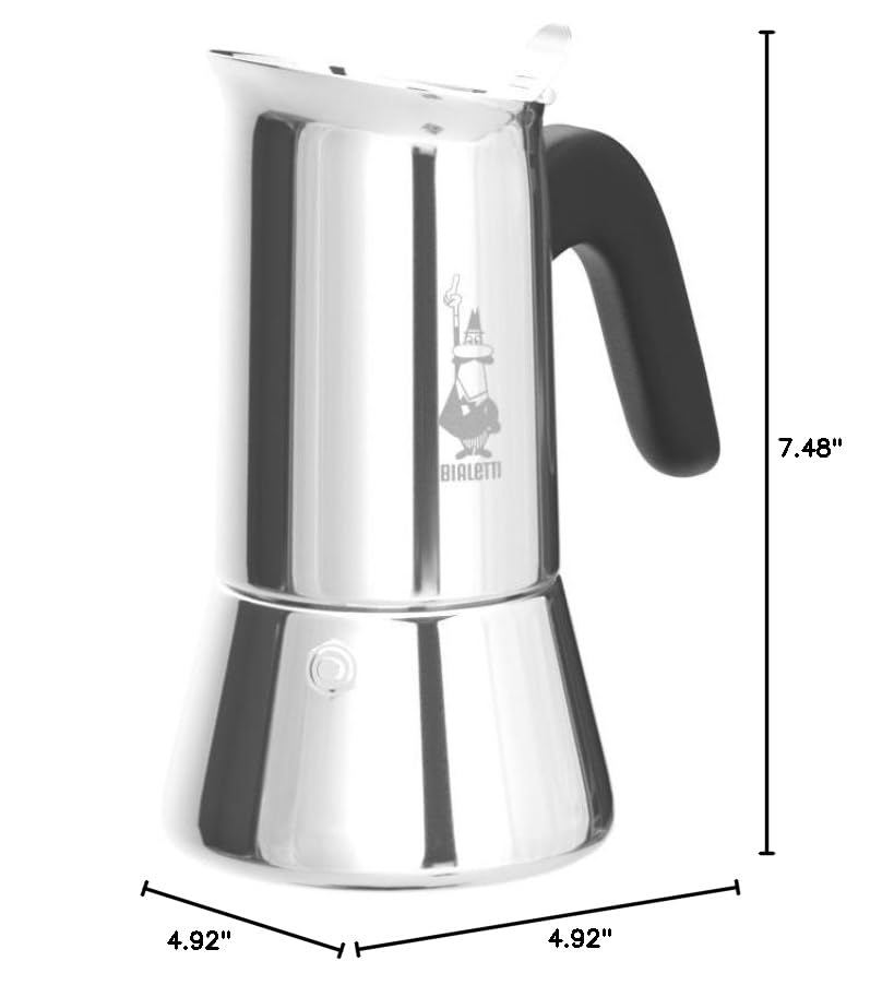Bialetti Venus silver finish shot conveys timeless Italian design.