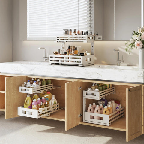 Biboraya double pull-out system close-up showing front-to-back access