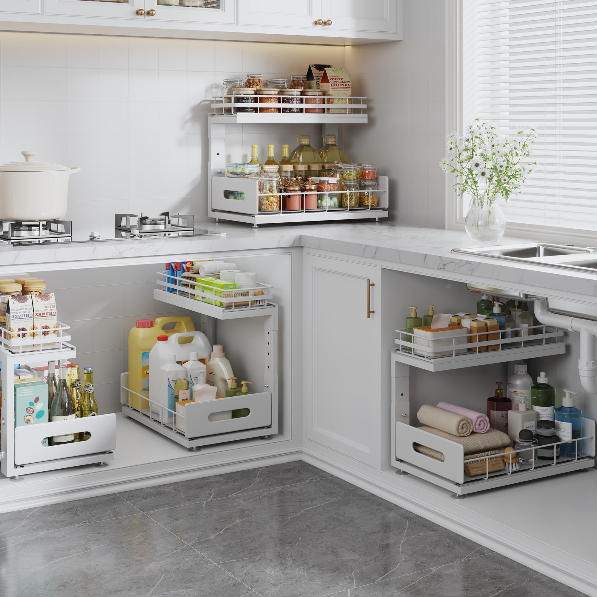 Biboraya two-tier organizer helps reduce clutter and improve access.