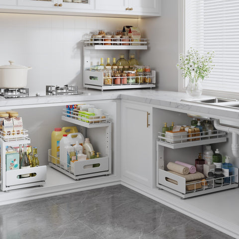 Biboraya two-tier organizer helps reduce clutter and improve access.