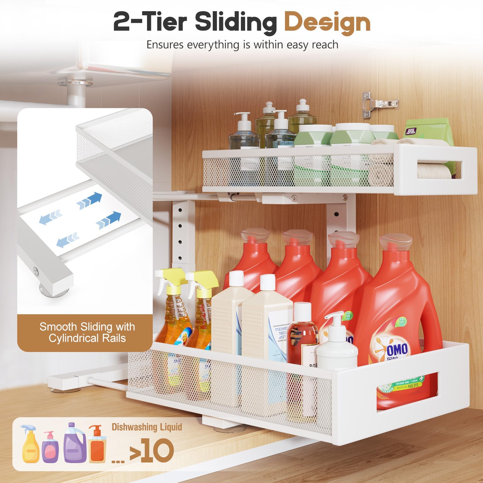 Biboraya adjustable height accommodates varied pipe layouts and item heights.