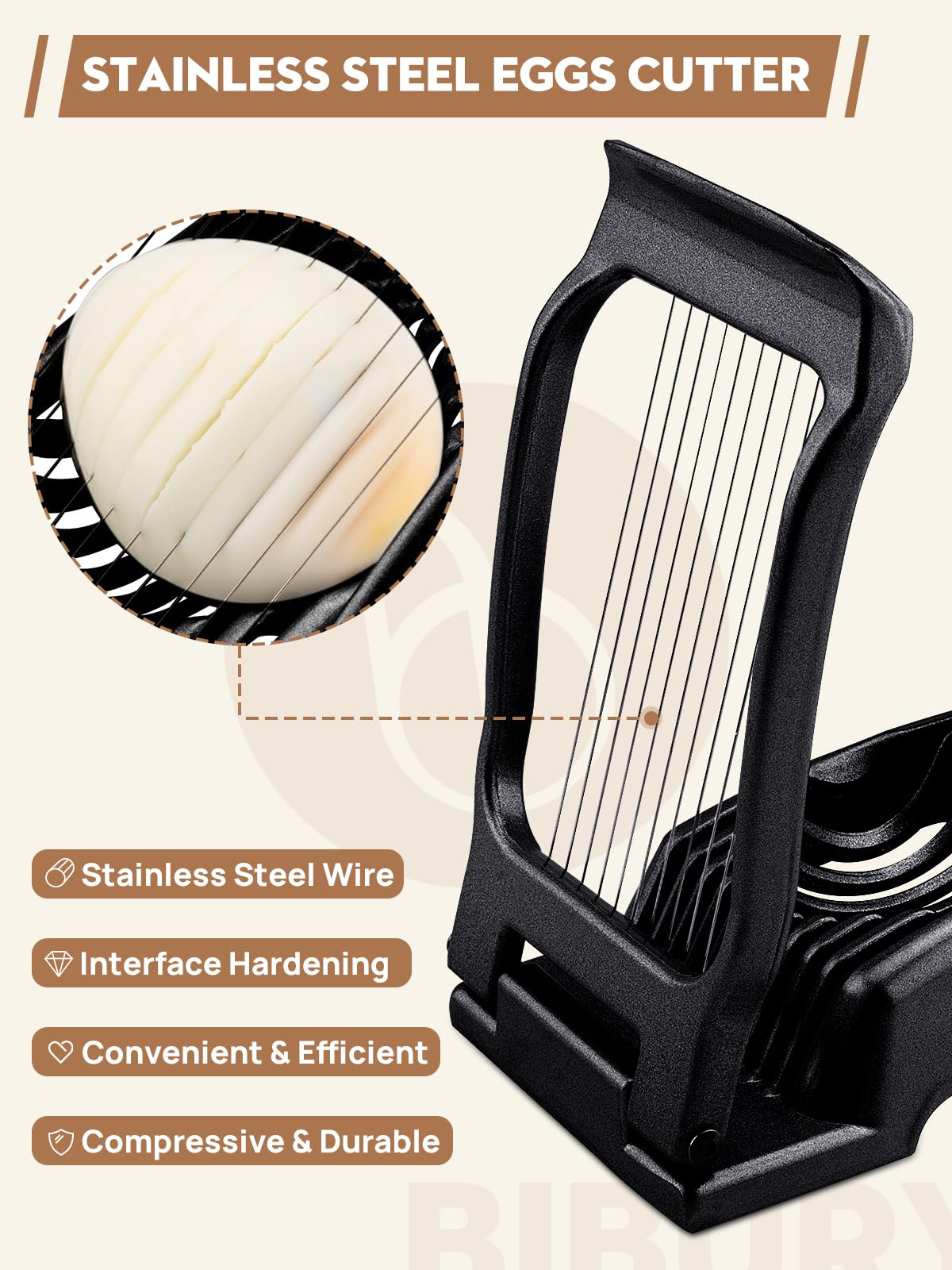 BIBURY egg slicer easy-clean base cleans quickly under running water