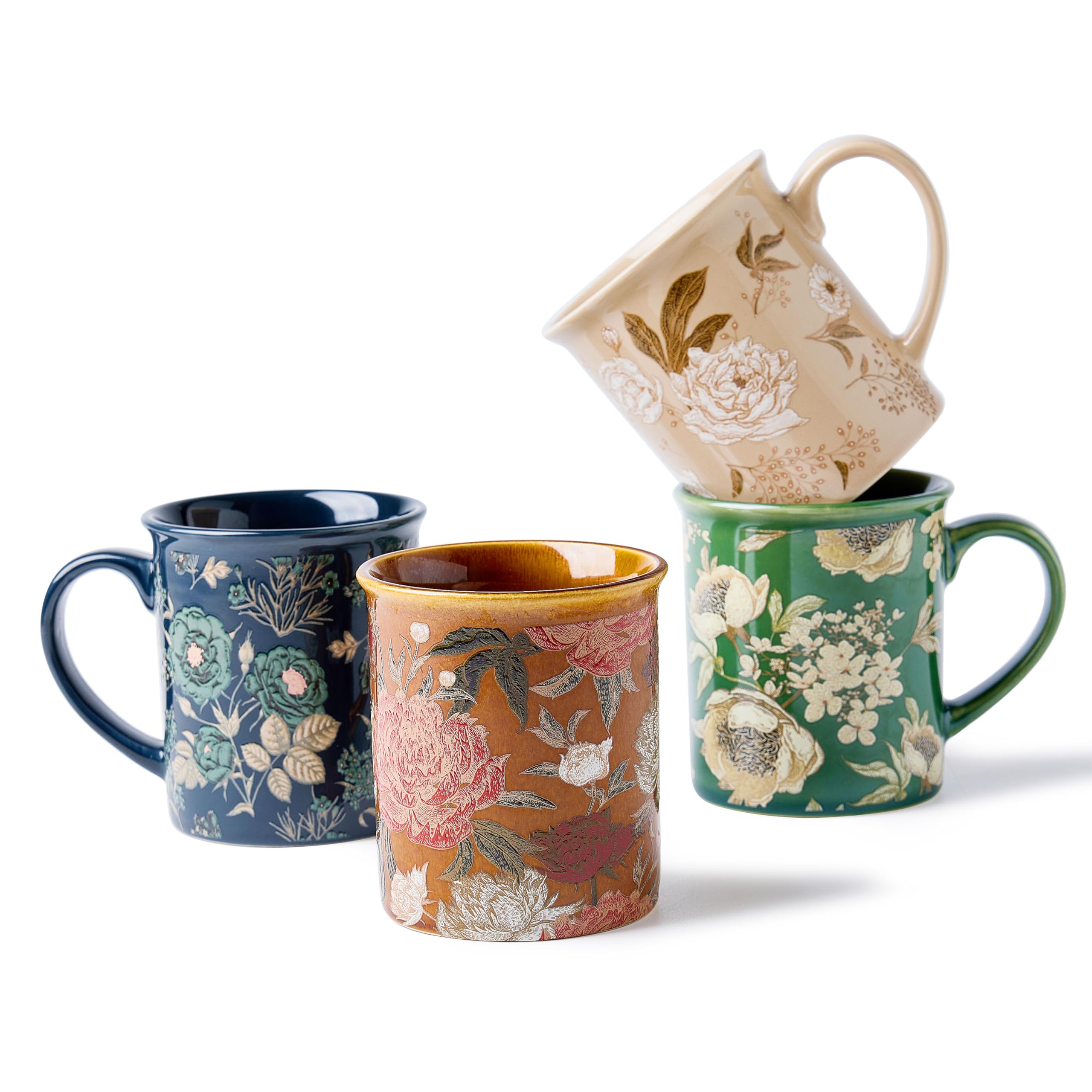 BICETTO floral mugs with a 12oz capacity for daily beverages