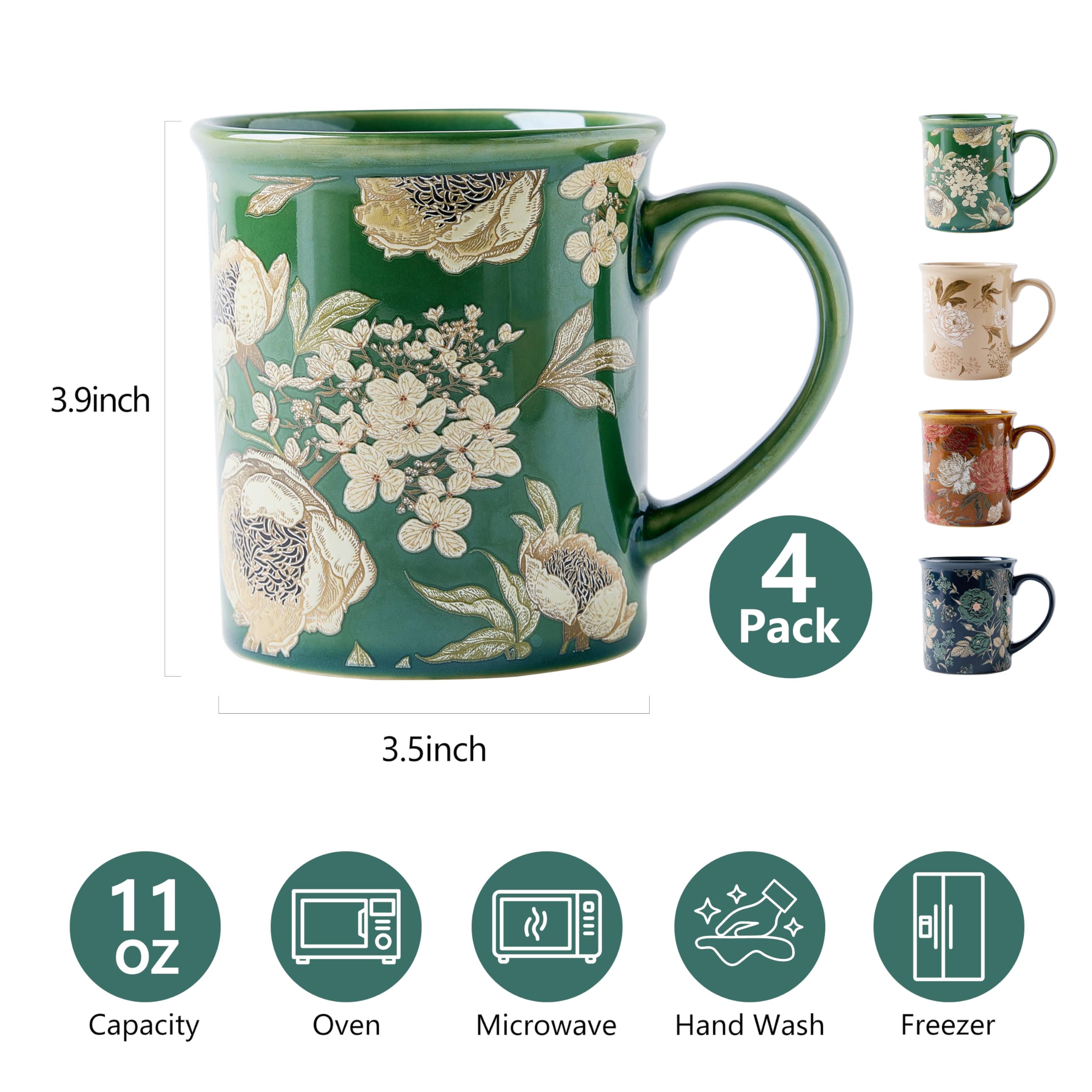BICETTO vintage floral design mug enhances kitchen decor
