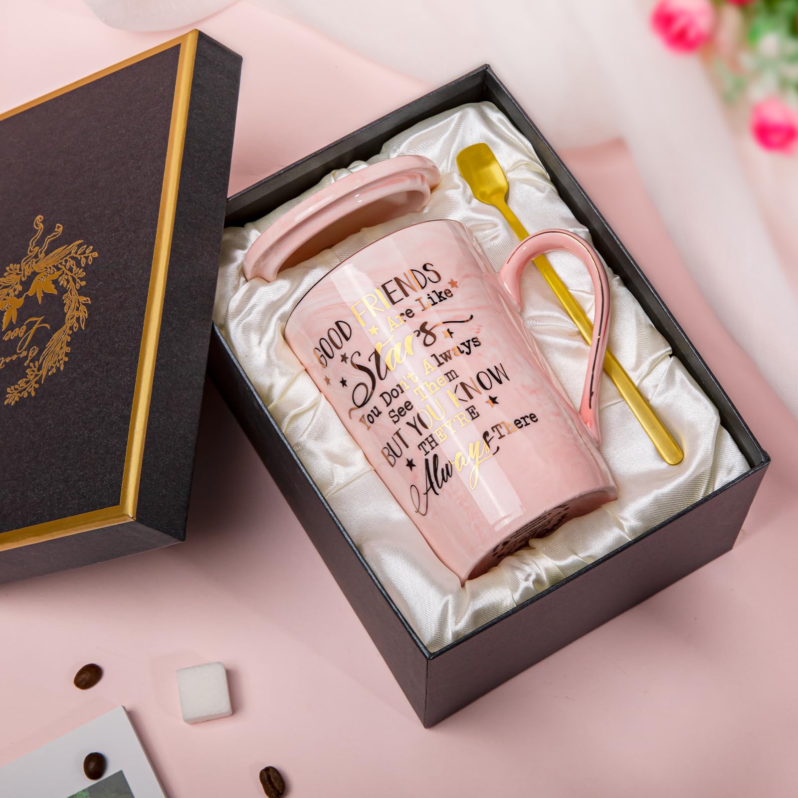 Biching 14 oz pink friend mug for daily coffee