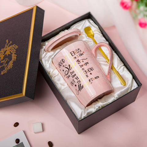 Biching 14 oz pink friend mug for daily coffee