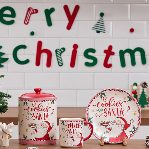 Bico Cartoon Santa cookie jar complements the set with airtight storage.