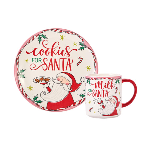 Bico Cartoon Santa plate with cookies and milk design for festive table settings.