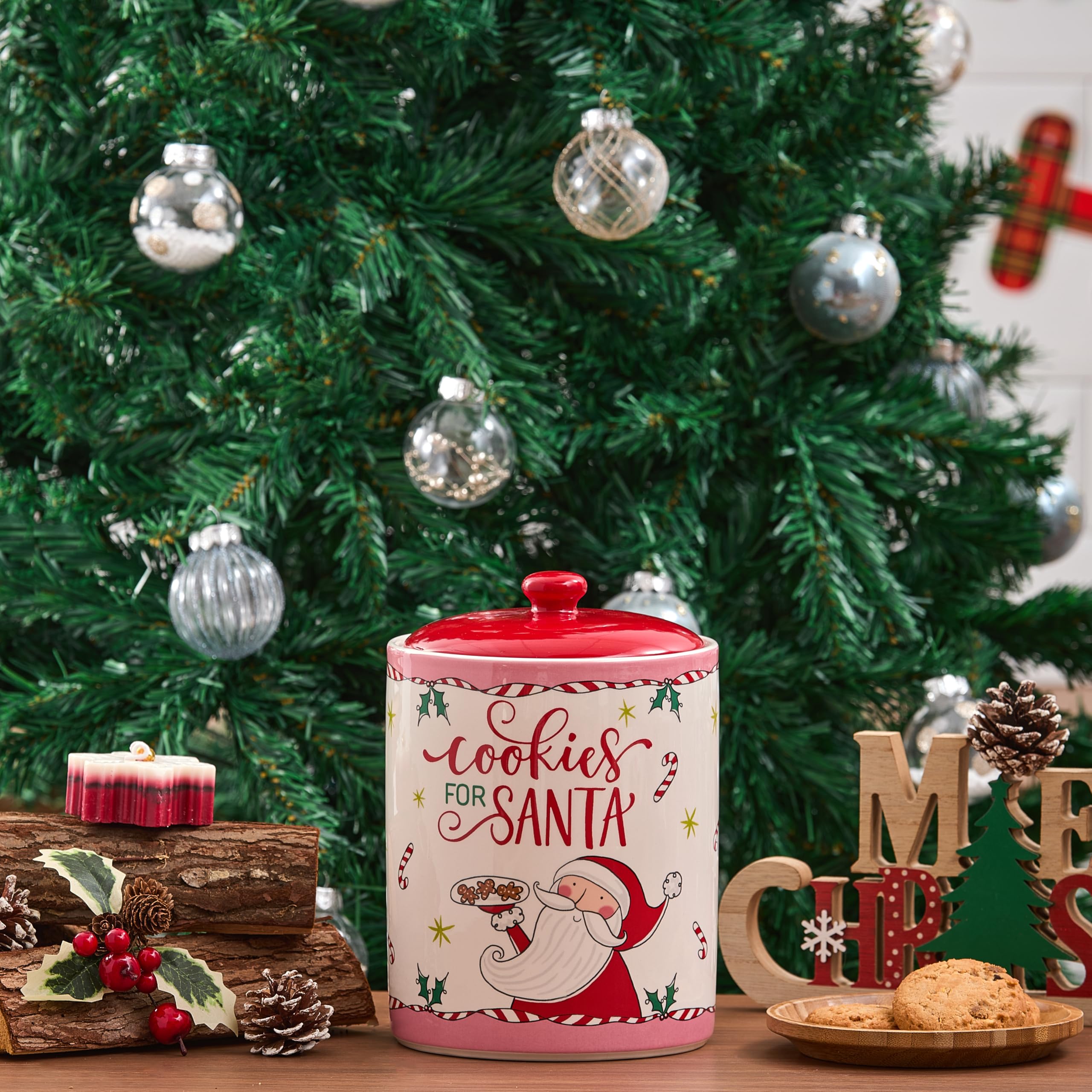 Bico 9-inch ceramic jar provides durable storage and festive color for holidays