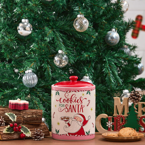 Bico 9-inch ceramic jar provides durable storage and festive color for holidays