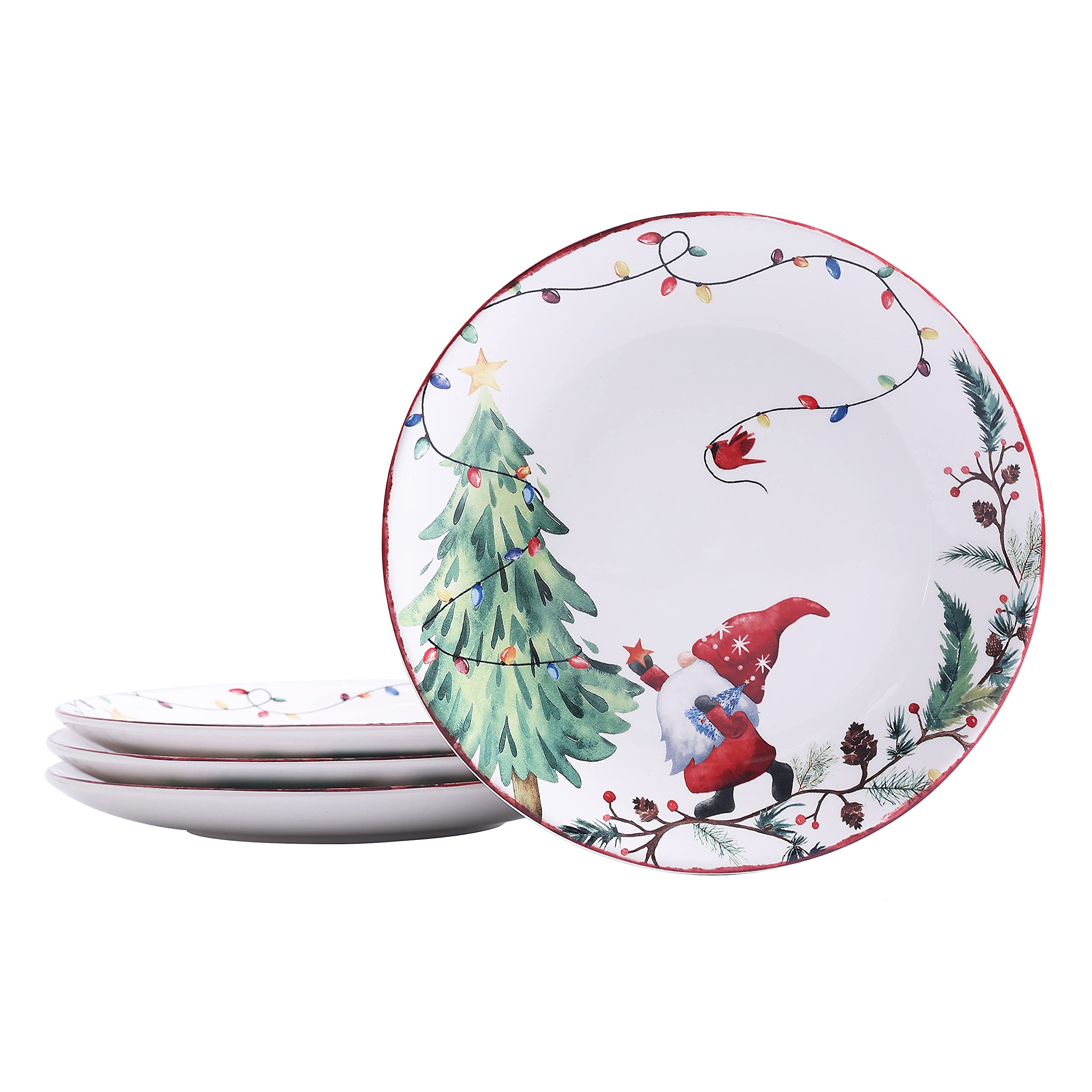 Bico Christmas Gnomes salad plates set 4 with festive pattern for festive table settings