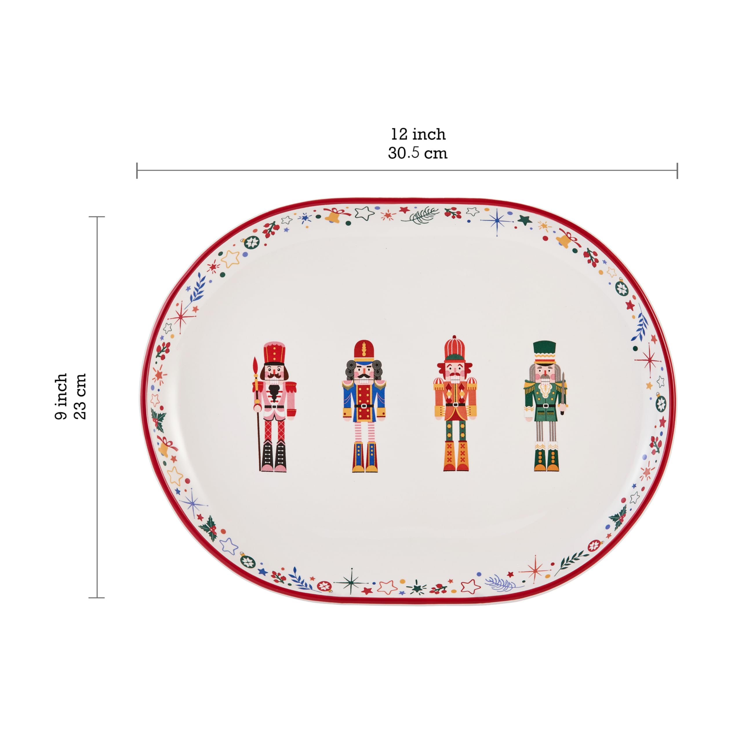 Bico Christmas Soldier 12-inch oval platter, versatile for daily or holiday occasions