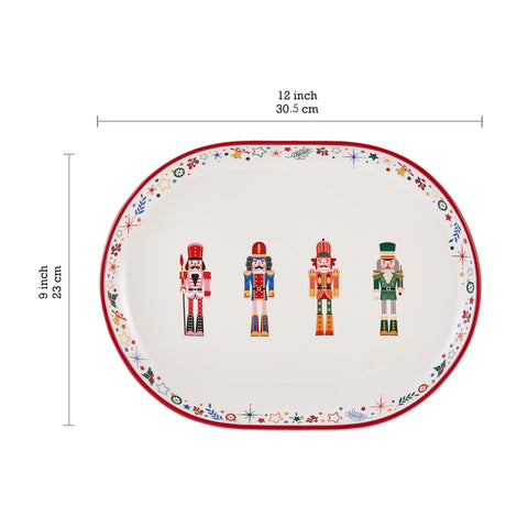 Bico Christmas Soldier 12-inch oval platter, versatile for daily or holiday occasions