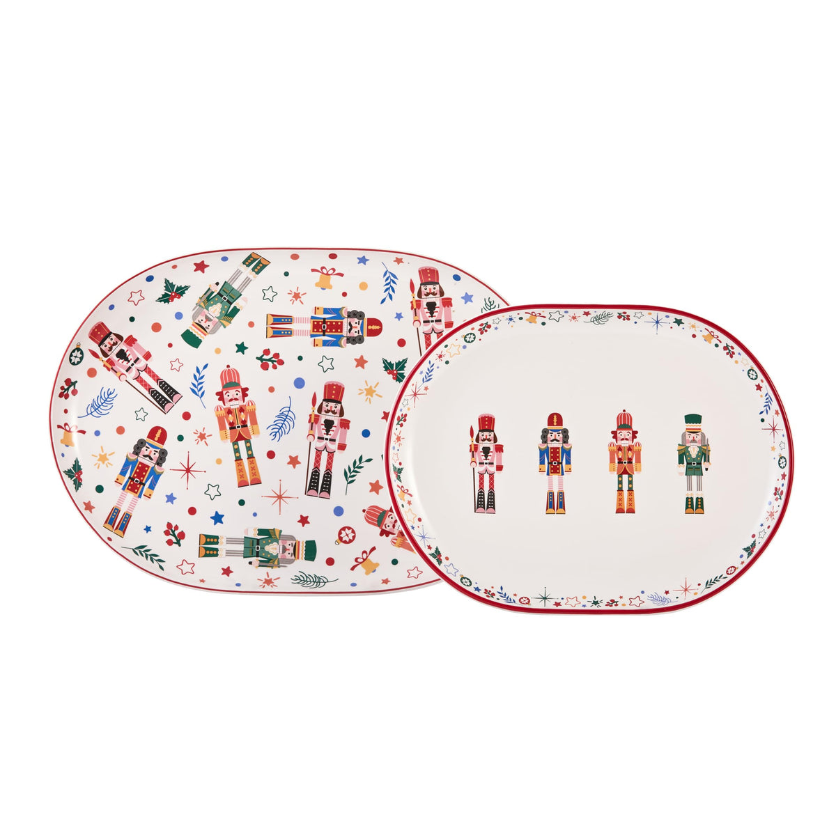 Bico Christmas Soldier 16-inch oval platter with vibrant glaze, ideal for festive serving