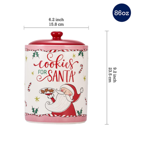 Bico Santa cookie jar with air-tight lid keeps cookies fresh and dust-free