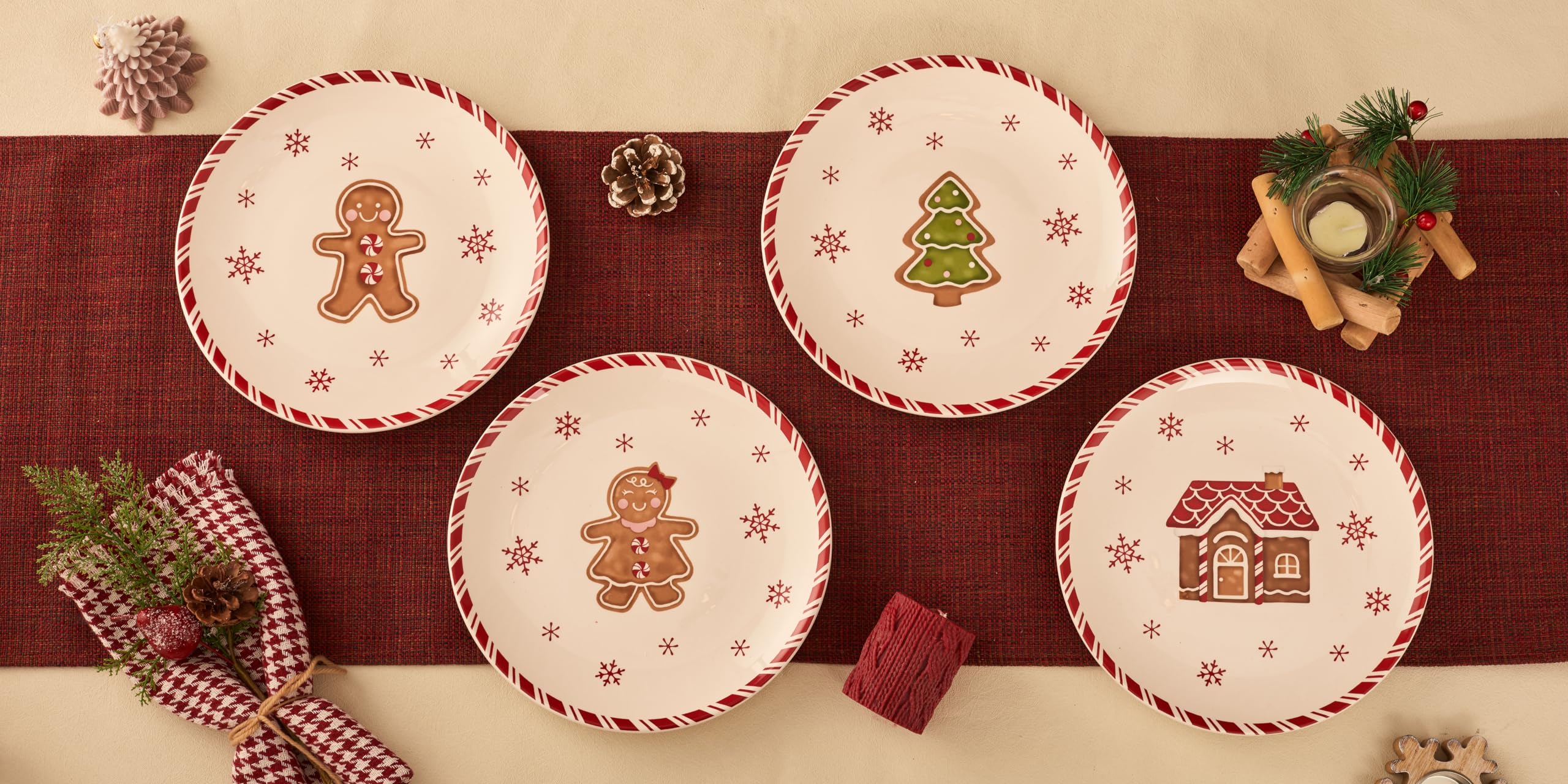 Bico set of four ceramic plates arranged for salads and desserts.