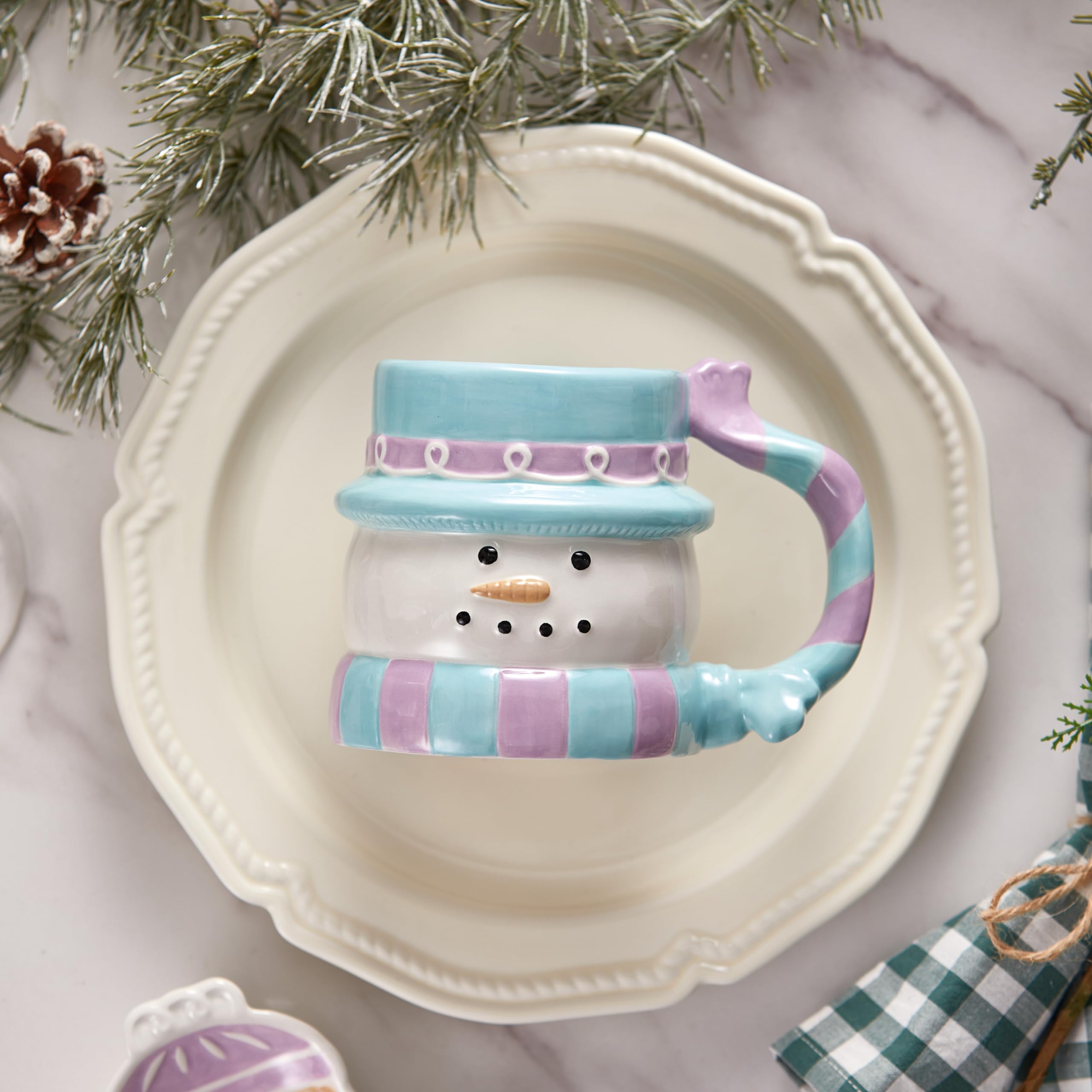 Cozy holiday vibes with the Bico Snowman mug for coffee or cocoa.