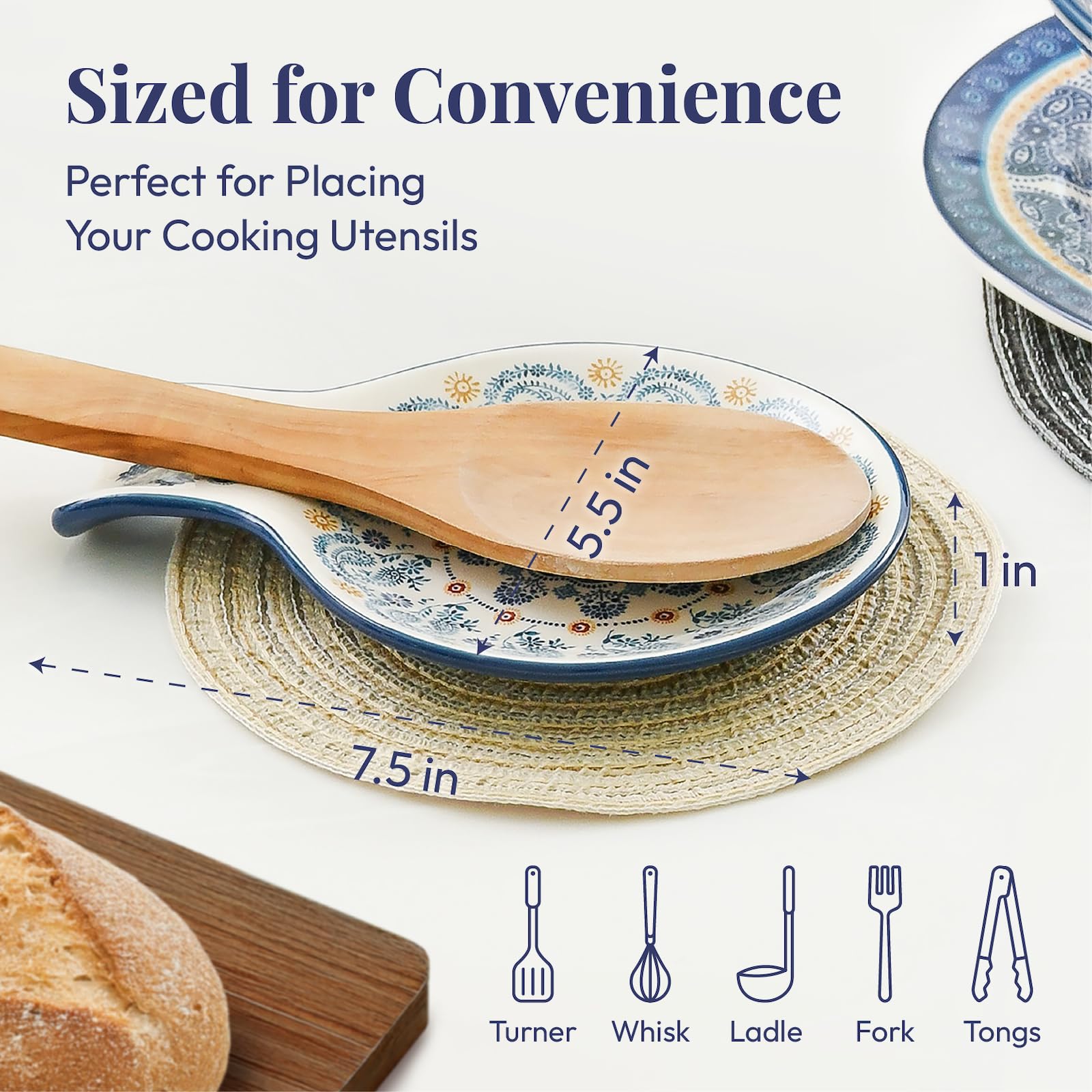 Bico ceramic spoon rest on stove top catches drips and spills.