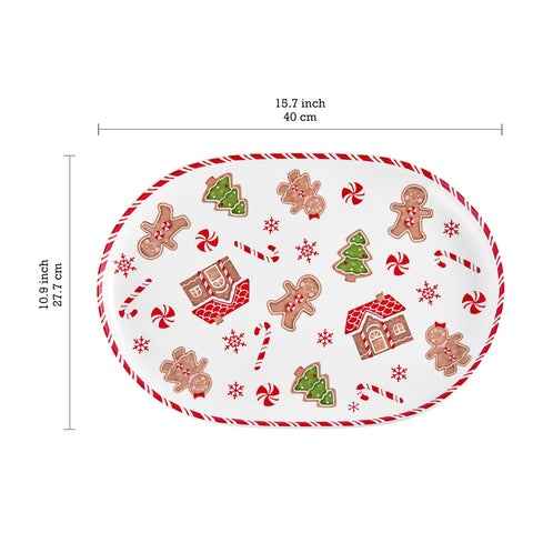 Bico 12-inch oval ceramic platter ideal for appetizers and salads