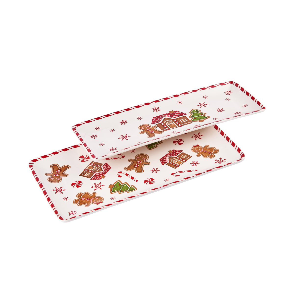 Bico traditional gingerbread man ceramic platter, 14-inch large, ideal for serving cheese and appetizers.