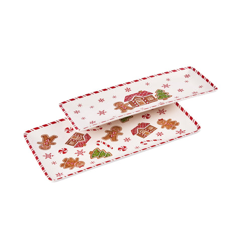 Bico traditional gingerbread man ceramic platter, 14-inch large, ideal for serving cheese and appetizers.