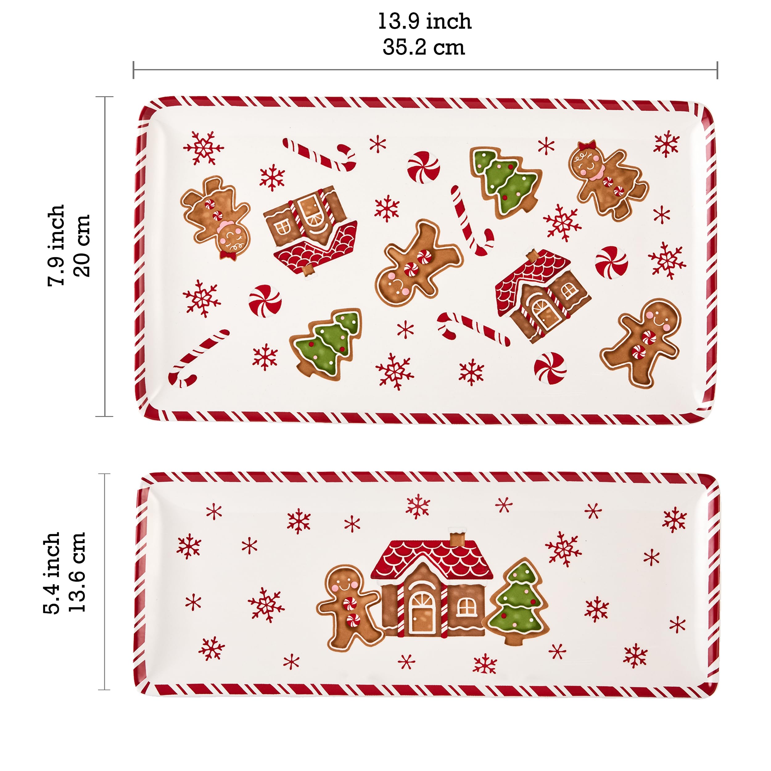 Bico traditional gingerbread man ceramic platter, 14-inch medium, great for salads and charcuterie.