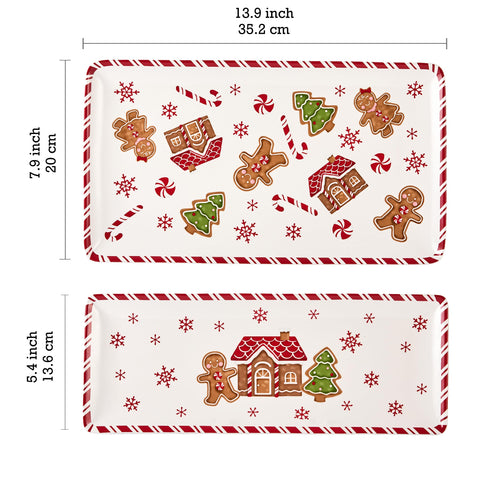Bico traditional gingerbread man ceramic platter, 14-inch medium, great for salads and charcuterie.
