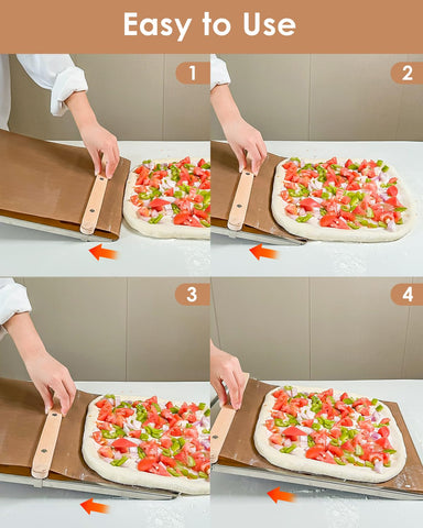 Biconimi peel dimensions 15.4 by 12.7 inches fit a 12-inch pizza.