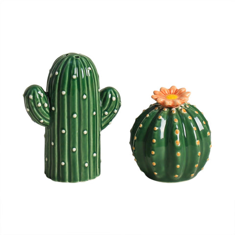 Bicuzat ceramic cactus salt shaker front view for stylish table seasoning.