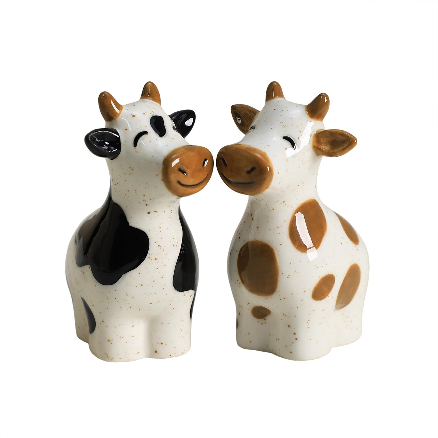 Bicuzat cow-shaped salt and pepper shakers with brown glaze for charming table seasoning