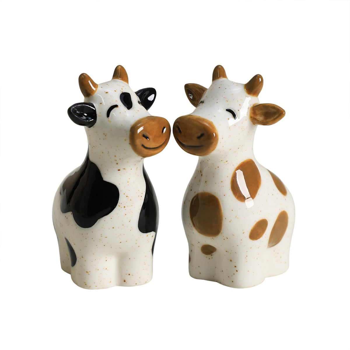 Bicuzat cow-shaped salt and pepper shakers with brown glaze for charming table seasoning