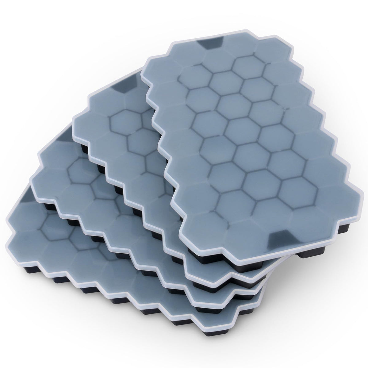 Bidful silicone ice tray with lid, compact 37-grid design for freezer storage.