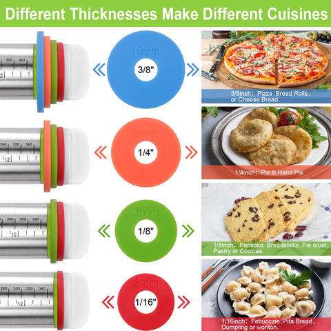 Bidful rolling pin with a smooth dough surface to prevent tearing and ensure uniform rolling.