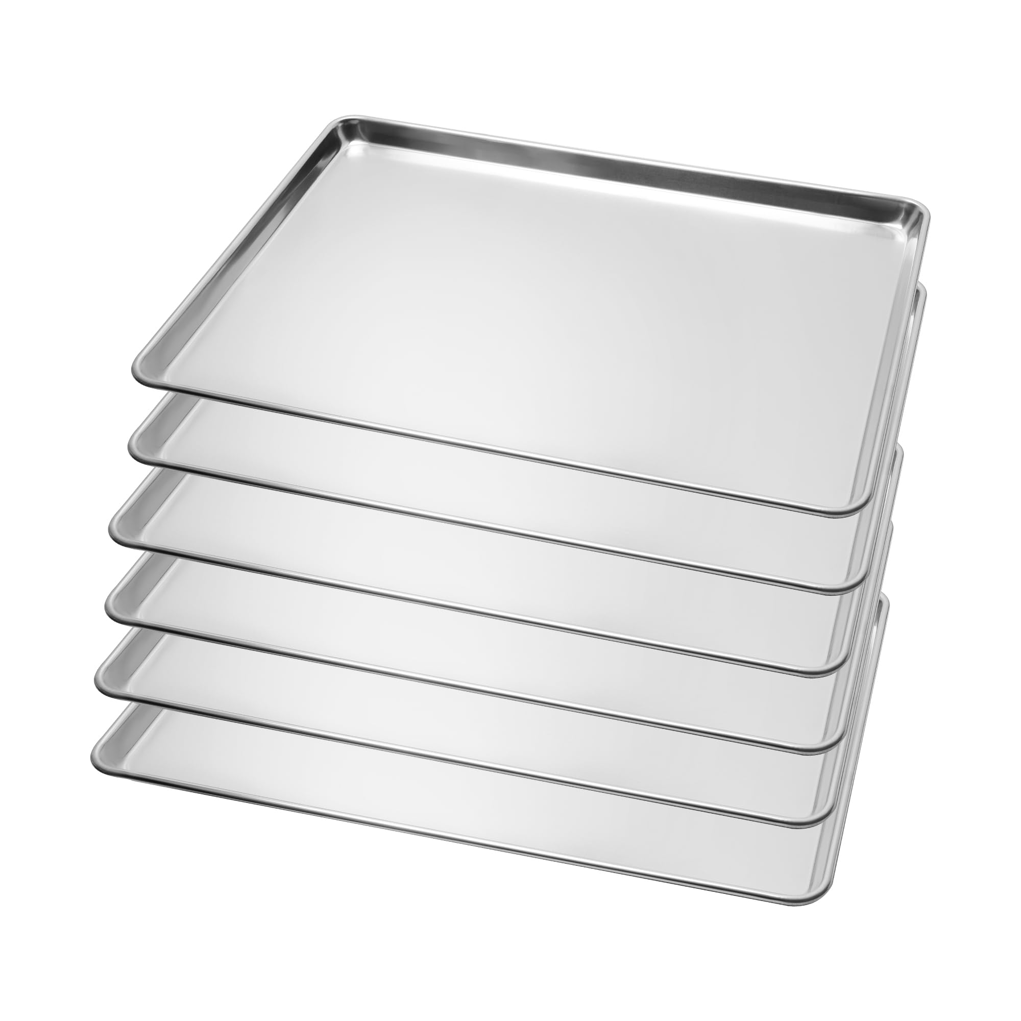 BIEAMA 6-pack 18x26 baking sheet front view, sturdy aluminum pan for professional kitchens.