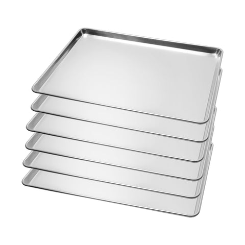 BIEAMA 6-pack 18x26 baking sheet front view, sturdy aluminum pan for professional kitchens.