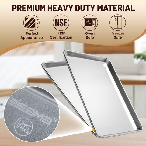 BIEAMA aluminum baking pan with smooth-edge design for safe handling