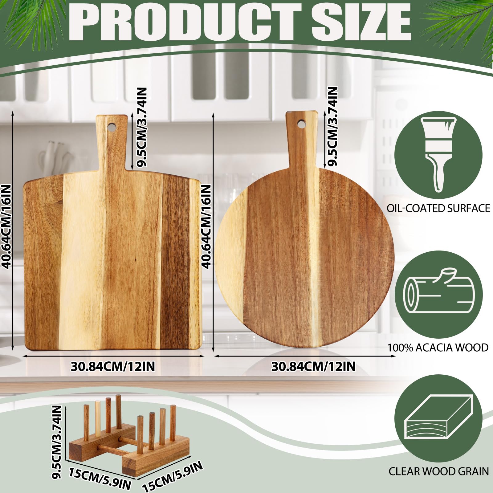 BIEOFFEI rectangular acacia board versatile for slicing and cheese display