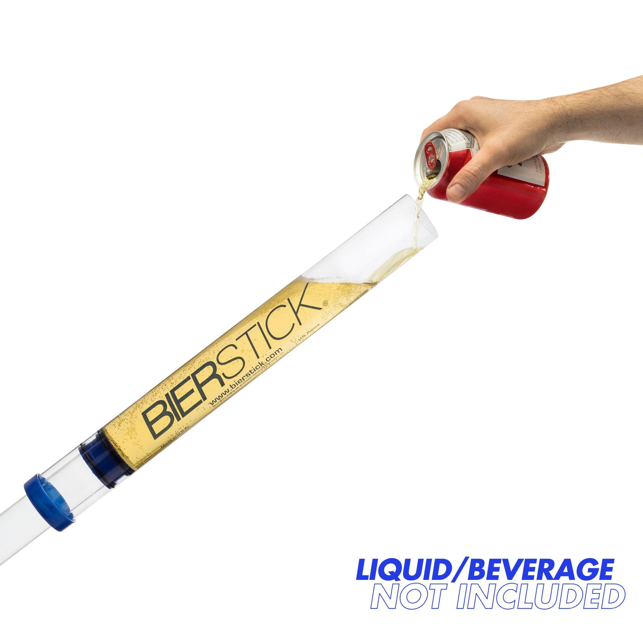 Bierstick Beer Bong 2.0 chug-action in use for quick party pours.