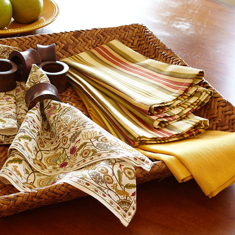 BIFFELY napkin ring on napkin demonstrates easy care and versatile table appeal.