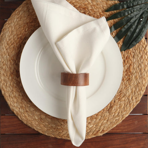 BIFFELY Acacia napkin rings set of 12 with natural finish for elegant table décor