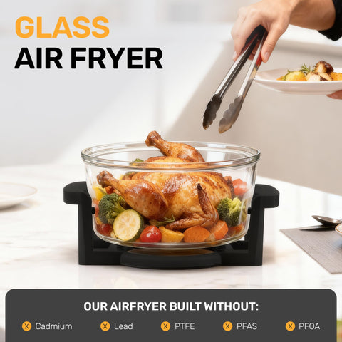 Big Boss air fryer three cooking sections for simultaneous small dishes.
