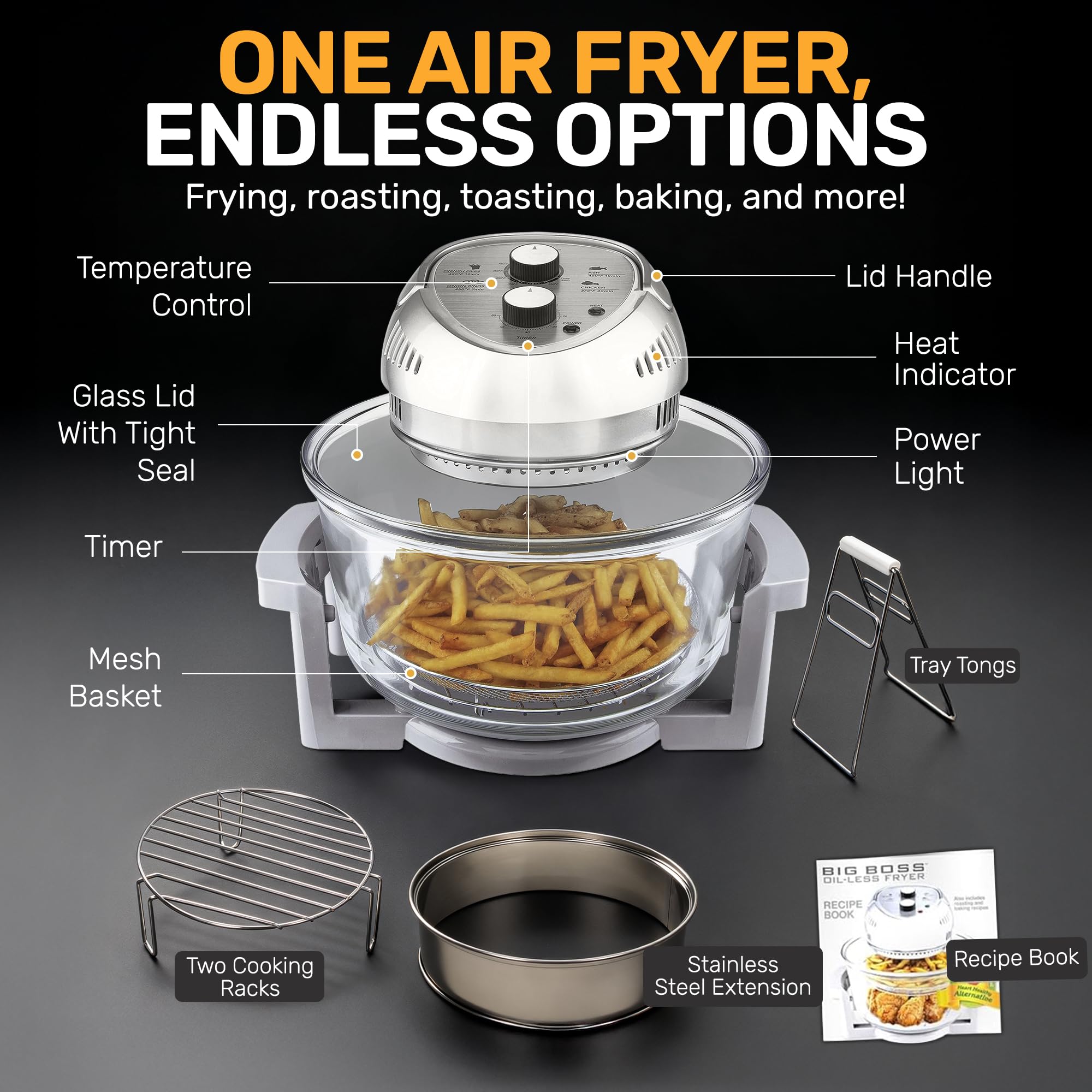 Big Boss dishwasher-safe parts simplify cleanup and maintenance.