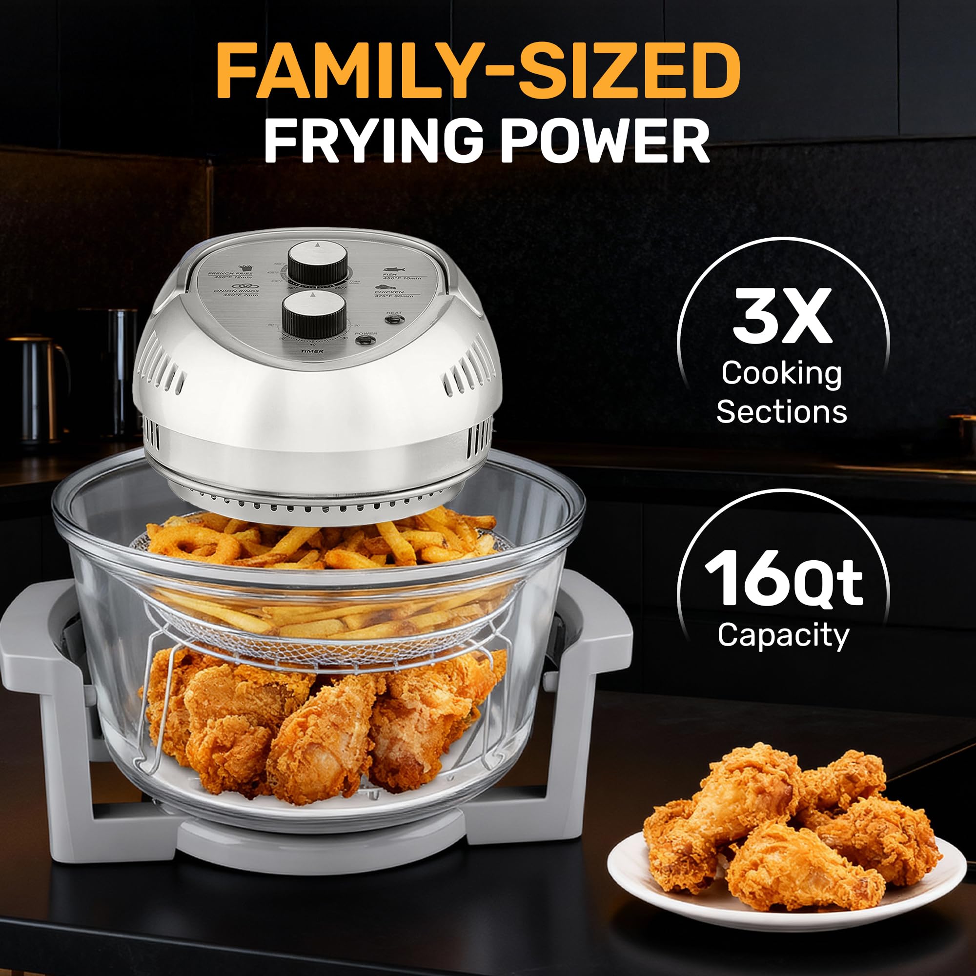 Big Boss stainless steel racks shown for versatile cooking.