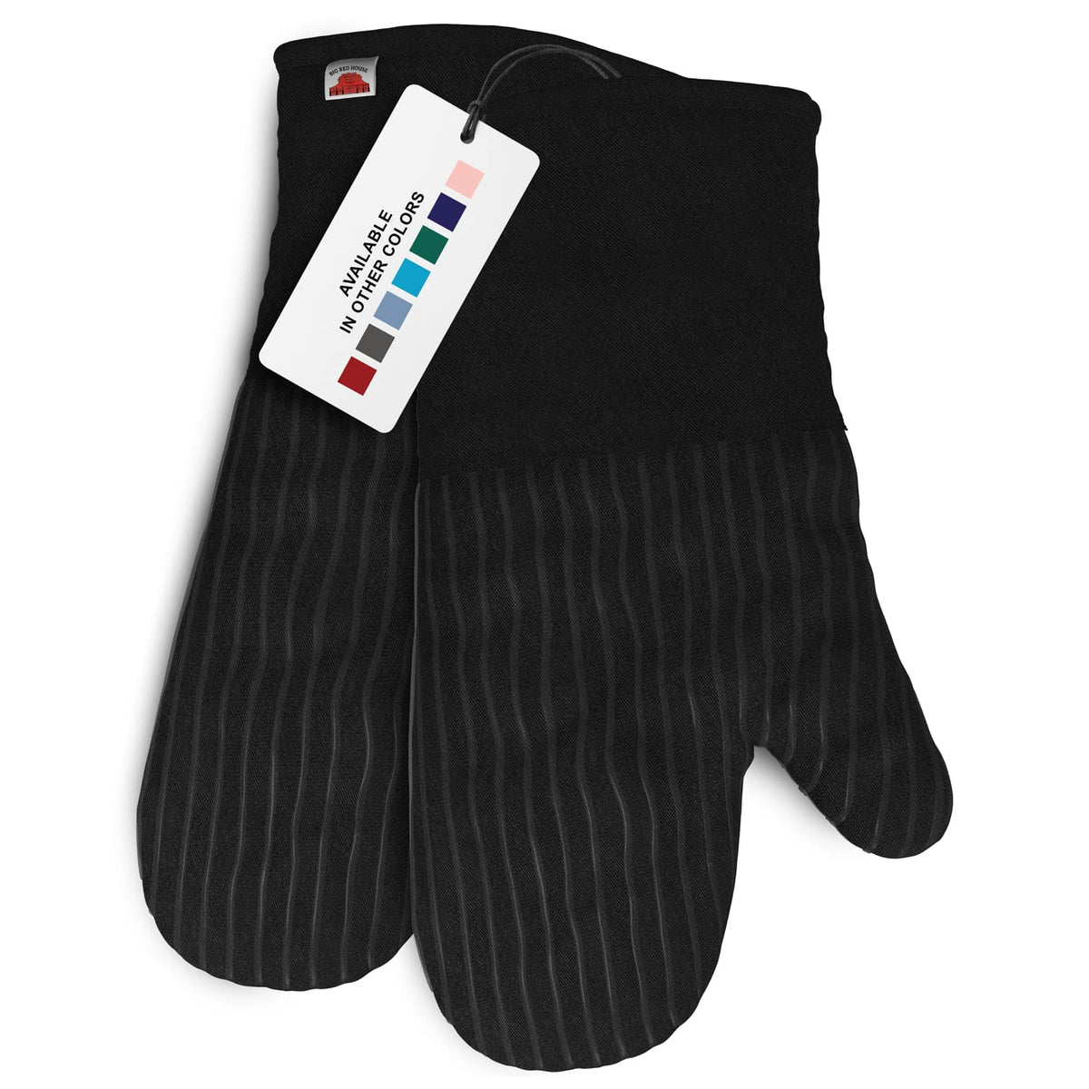 Big Red House silicone oven mitts in black provide a secure non-slip grip for hot pans.