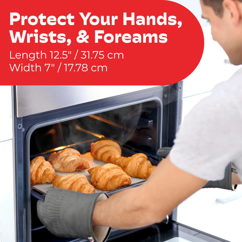 Big Red House gray silicone palm mitts highlight flexible cotton interior for easier handling.