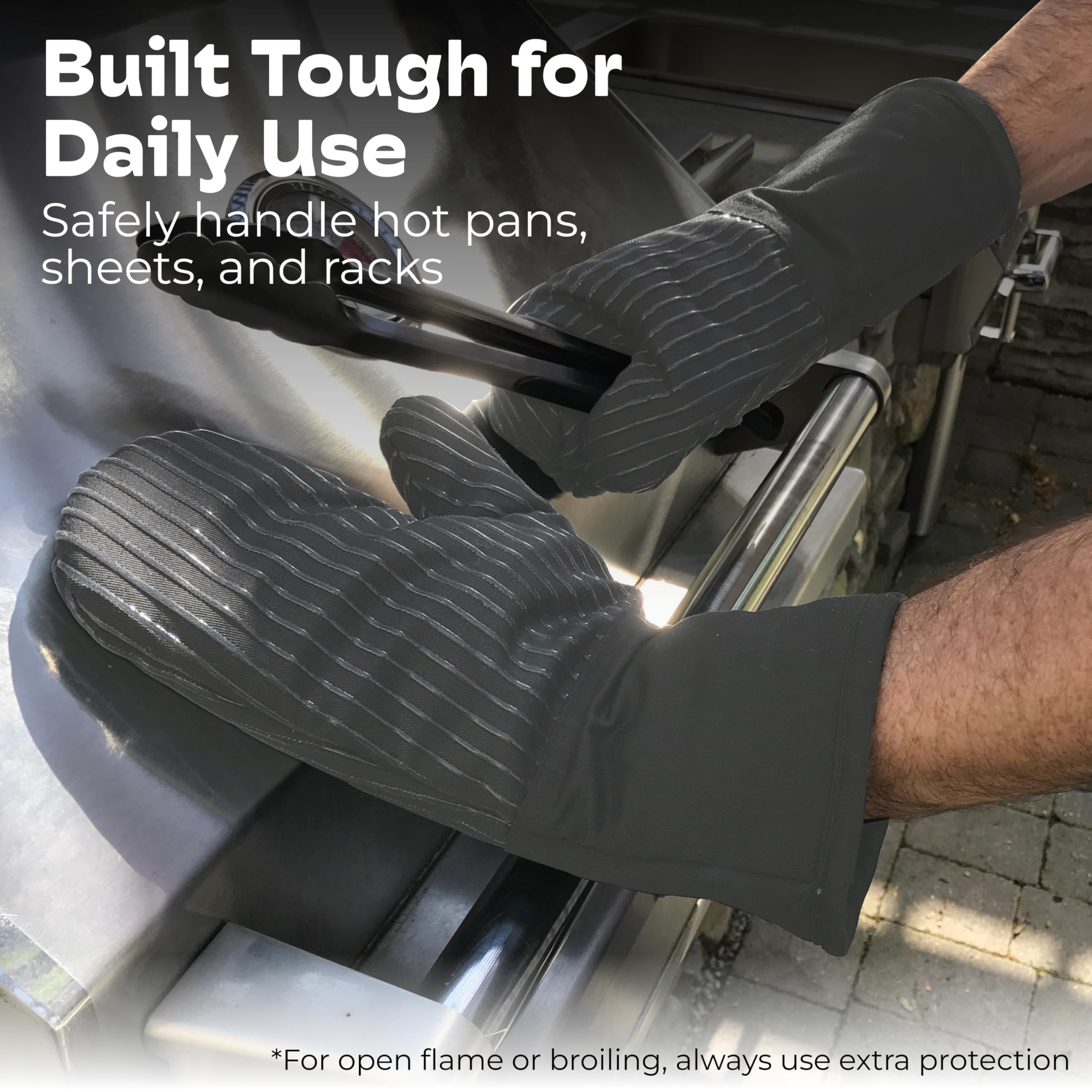 Big Red House gray mitts are machine washable for easy cleaning.