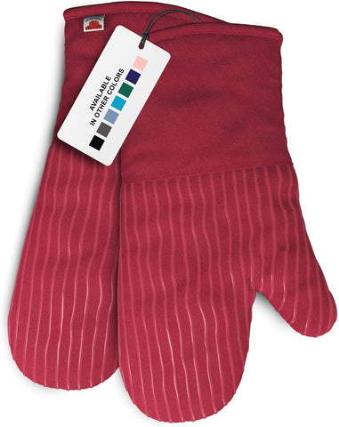 Big Red House silicone oven mitts in red, pair displayed, heat protection up to 536°F.