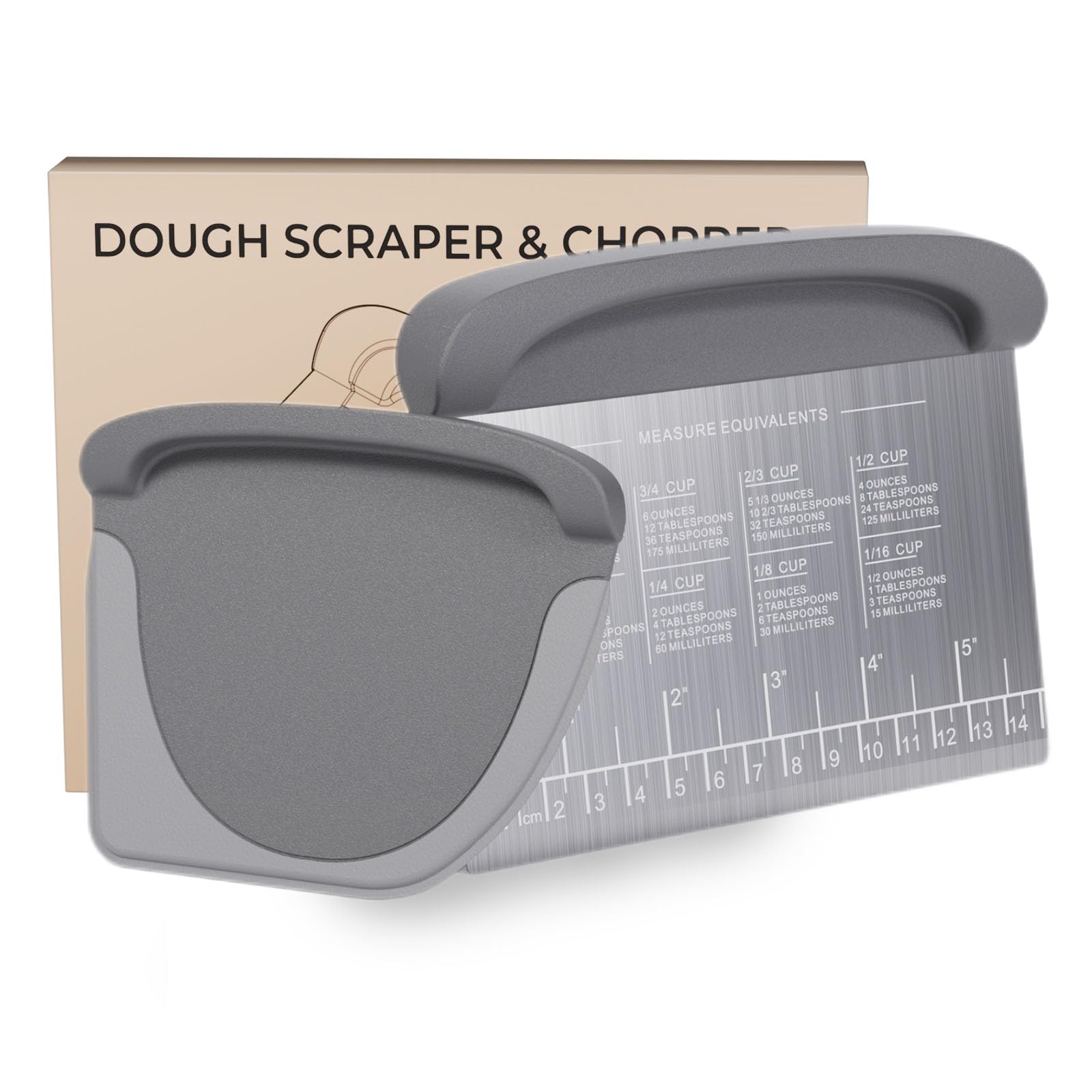 BIGFIT stainless steel bench scraper with ergonomic handle for precise dough cutting.
